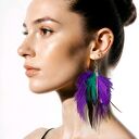robione - długie pióra Wyjątkowe, ręcznie tworzone kolczyki w formie długich