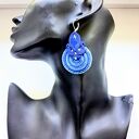 Kolczyki haftowane sutaszowe Blue Spiral