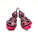 Flamenco kolczyki sutaszowe boho - ręcznie haftowane (8 cm)