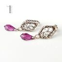 Fleur I - ręcznie robione srebrne kolczyki sztyfty z kryształem Swarovski Amethyst