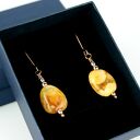 Kolczyki z żółtym agatem - ręcznie robione wire wrapping