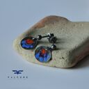 Kolczyki Folk Kwiaty Mini Blue & Red ze srebra 925 i emalii