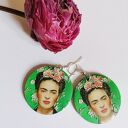 Kolczyki Frida dwustronne - lekkie i boho z zielonym akcentem
