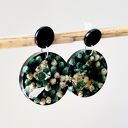 Czarne kolczyki, kolczyki z prawdziwymi kwiatami