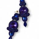 Kolczyki sutasz Nane Sutasz rękodzieło kobaltowe śliwkowe