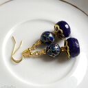 Kolczyki Granaty z korali cloisonne, marmuru i złotych akcentów