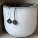 Kolczyki Polne Kwiaty Black & Forest Green ze srebra 925 - emaliowane