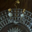 oryginalne złote kolczyki z perłami i