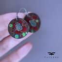 Kolczyki Exotic Flower z mosiądzu - rubin, turkus i zieleń