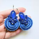 Kolczyki haftowane sutaszowe Blue Spiral