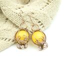 Kolczyki z agatem, hematytem i miedzią - ręczne wire wrapping