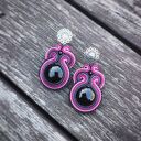 Kolczyki sutasz czarno fioletowe z ozdobnym sztyftem