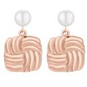 Kolczyki perły z retro kwadratami z różowego złota