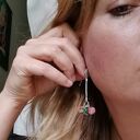 Kolczyki z motywem wiewiórki - boho etno, posrebrzane z koralikami