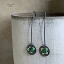 Kolczyki Polne Kwiaty - Malachite & Pastel Green (srebro 925, emaliowane kwiaty)