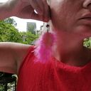Kolczyki boho etno z motywem piór - lekkie i kolorowe (Ruda Klara)
