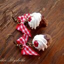 Wiśniowe babeczki - kolczyki handmade z Fimo