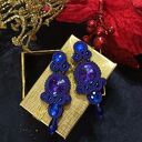 Kolczyki Nane Sutasz rękodzieło kobaltowe śliwkowe