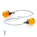 Goldfish - srebrne kolczyki z chalcedonem miodowym