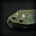 Kolczyki sztyfty z onyksu - miedziane wire wrapping, oksydowane