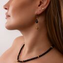 Kolczyki z czarnym onyksem Azteckie Słońce, Srebro 925 w złotym