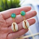 Kolczyki z Muszelkami Kauri-Zielone