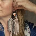 Kolczyki Kwiaty Boho beżowe - pojedynczy egzemplarz