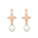 Kolczyki z różowego złota z rozetką i opalizującą perłą swarovski®