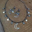 Delikatne kolczyki - księżyc z akwamarynem