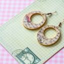 Drewniane kolczyki - Listy miłosne (romantyczne vintage) z decoupage