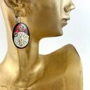 Kolczyki - oval-bordo (silver)