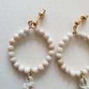 Kolczyki chwosty WĘZŁY kółka kamień rzeczny