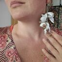 Kolczyki ślubne białe - lekkie folk boho Frida