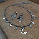 Delikatne kolczyki - księżyc z akwamarynem