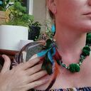 Wiszące kolczyki boho z piórami i turkusowymi kamieniami - Frida