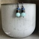 Kolczyki Mint & Denim Blue z jadeitem i szkłem - srebrne bigle 925