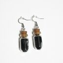 Kolczyki fiolki - czarne piórka