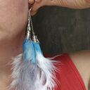 Kolczyki długie pióra kolorowe bardzo stylowe polecam zwracają uwagę duże leciutkie cudne Box X1