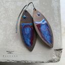 Kolczyki ze srebra i mosiądzu Fish Dark Ruby & Deep Blue