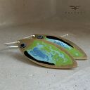 Kolczyki Green Fish with Navy Blue Streak