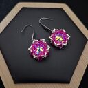 Różowe wiszące kolczyki Crystal Fuchsia Maxima z kryształków Preciosa