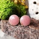 Ceramiczne różowe kolczyki sztyfty antyalergiczne pastelowy brudny róż na lato gaia