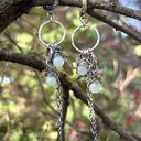 Chalcedon i koniczynka - srebrne kolczyki