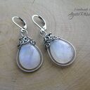 Kolczyki kamień księżycowy - wire wrapping ze stali chirurgicznej