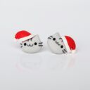 Świąteczne kolczyki Pusheen w czapkach Mikołaja - kotki Mikołaje, idealny prezent pod choinkę