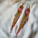 Neonowe, długie kolczyki z koralików - boho z neonowym blaskiem