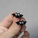 Kolczyki nietoperze - ręcznie robione z modeliny Fimo na Halloween