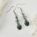 Kolczyki Agat Mszysty stal chirurgiczna handmade wirewrapping