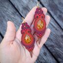 Długie kolczyki sutasz boho ceglano brązowe