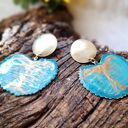 🌞 Duże, letnie kolczyki z mosiądzu w kształcie liścia 🌿